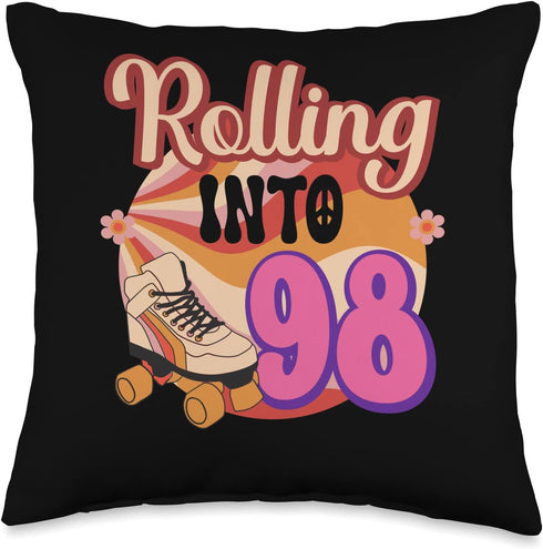 In-line Skates Towards 1928 Throw Pillow, 16x16, Multicolor Rolling Into 98