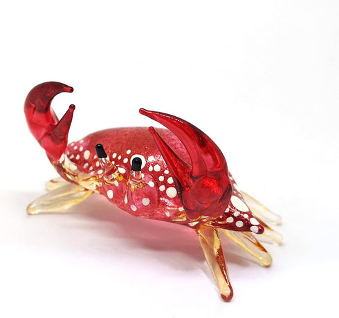 ZOOCRAFT Decoration,1.7 2.5 1.4 inches. Glass Crab Figurine Red Hand Blown Painted Art Miniature Coastal Style Gift