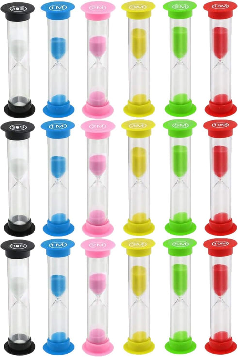 KISEER Sand Timer Set - 18 Pcs Colorful Hourglass Sandglass Timers for Cooking, Brushing Teeth, Games, Office