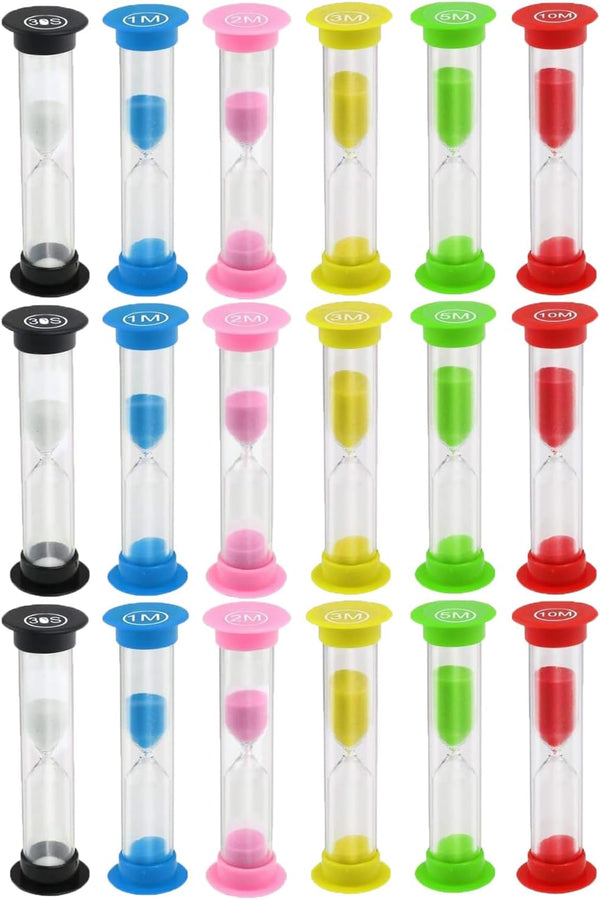 KISEER Sand Timer Set - 18 Pcs Colorful Hourglass Sandglass Timers for Cooking, Brushing Teeth, Games, Office