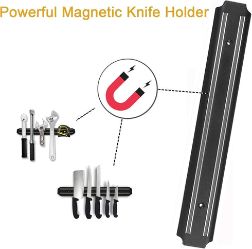 Magnetic Knife Strips, 15 Inch Set of 2, Kitchen Utensil Holder, Knife Storage Rack, Multipurpose Tool Holder
