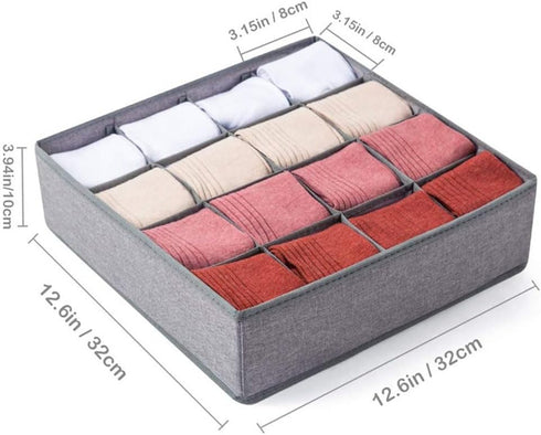 Underwear Organizer with Drawer Dividers, Foldable Fabric Dresser Closet Organizers, Dark Grey, 24cell Storage Box