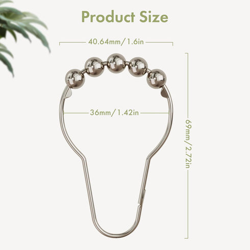 Amazer Shower Curtain Hooks - Decorative Rust Proof Stainless Steel Set of 12 for Bathroom Shower Rods