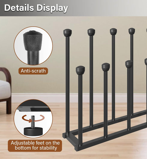 Tigerden 22.5 Inches 6 Closet, Free Standing Shoe Racks, Tall Black Metal Boot Rack Organizer for Pairs, Knee-High Boot