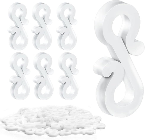 Meetory Christmas Light Clips, 100 Mini Hanging Hooks for Gutters & Shingles, Weatherproof Plastic Hooks