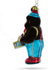 Fluffy Monkey Drumming Blown Glass Christmas Ornament