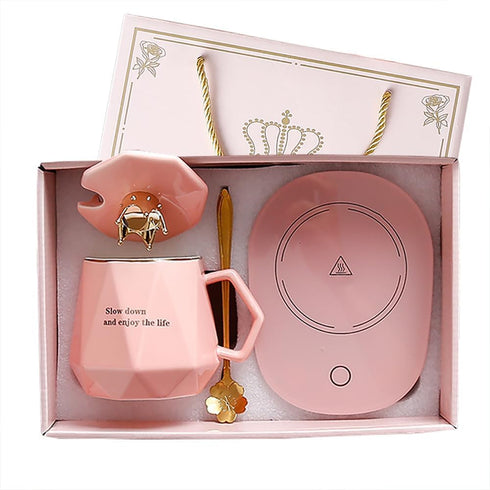 Coffee Warmer for Desk with Mug Set. Women's Day Valentines Morther's Day