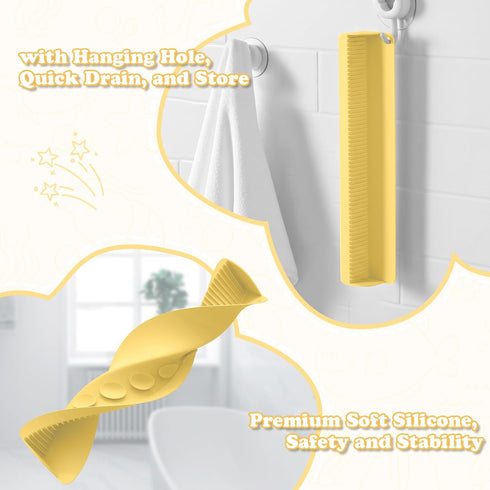 24 Inch 10 Bathtub Splash Guard with Suction Cups, Silicone Tub Water Splash Guard for Bathtub, Bath Toy Tray Holder
