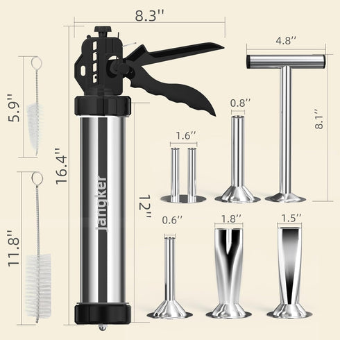 2lb Beef Jerky Gun Kit - Stainless Steel Meat Gun for Homemade Beef Jerky and Sausages, Perfect Beef Jerky Maker