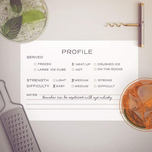 48 Cocktail Recipe Cards, 4 x 6 inches, Double-Sided for Bartenders and Mixology