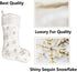 AOGU 3 Pack 22 Inch Faux Fur Sequin Christmas Stockings, Snowy White Hanging Ornaments, Gold