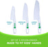 3-Piece Nylon Knives for Kids Curious Chef - White & Green - Child Safe & Serrated Blunt Tip Chef Knives - Safe for