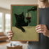 8x10 Inch Funny Black Cat Wall Art Moody Black Cat with Wine Glass Canvas Wall Decor Whimsical Animal Bar Cart Poster