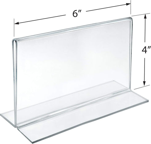 Azar 152727 Horizontal Double-Sided Stand Up Sign Holder, 10 Count, Clear, 6 in W X 4 in H