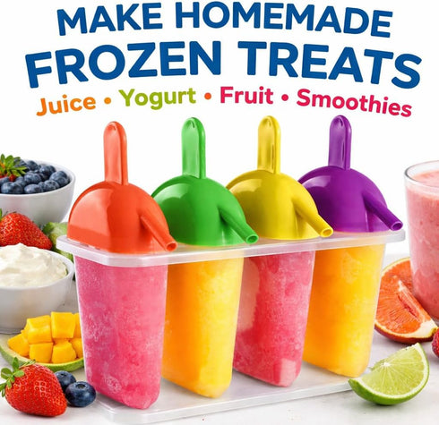 4 Set, Popsicle Molds Ice Pop Maker with Straw Large BPA Free Popsicle Mold Reusable Freezer Pop Maker for Juice Yogurt