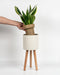 Bamworld Single Plant Holder for Indoor Plants Metal Planter Stand Wooden Leg