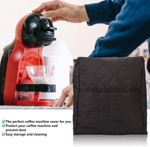 Soft Cotton Coffee Machine Dust Cover, Washable Black Cover for Home Office, 12.6 X 12.2 X 14.2 inch