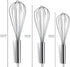 Berglander Whisk Set Pack of 3, Stainless Steel Cooking Whisks 8", 10", 12" Wire Balloon Whisk (Silver)