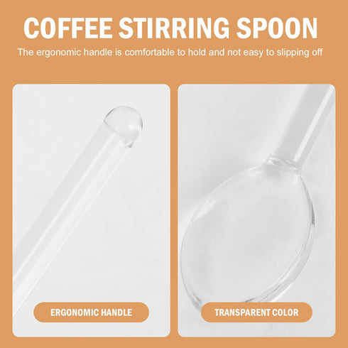 DOITOOL 6Pcs Clear Glass Espresso Spoons, 5.58 Inch Teaspoons for Coffee Mixing at Home Bar Party