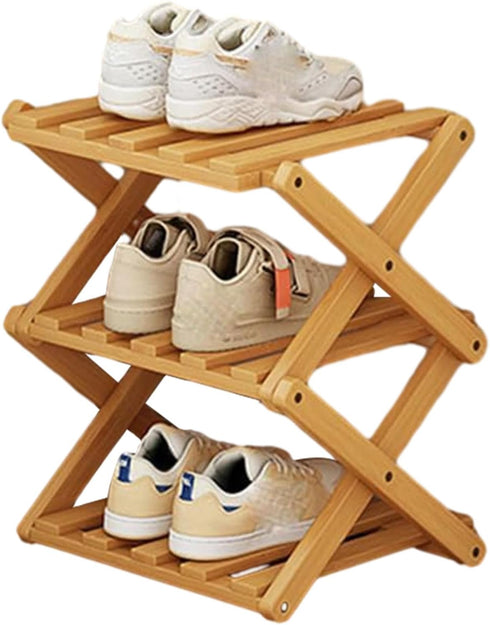 Comeon Shoes Rack for Front Door,Space Saving Wooden Shoes Organizer Entryway Corner
