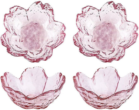 4pcs Glass Sakura Shape Small Seasoning Dishes, 3.4inch Dipping Bowls for Appetizers