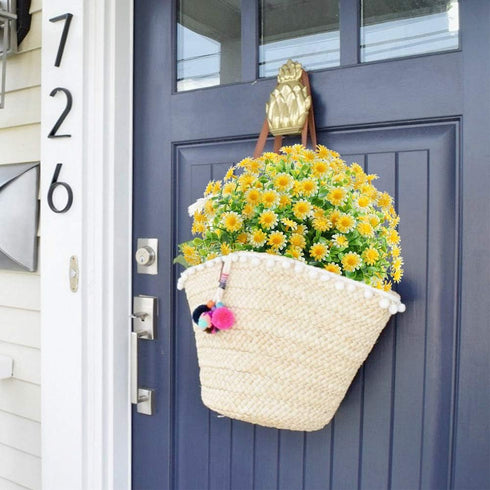 GREENRAIN 6 Bundles Artificial Daisy Flowers, Outdoor Fake Flowers for Decoration, No Fade Faux Plastic (Yellow)