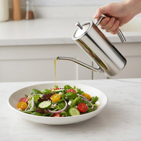 24oz/700mL KSENDALO Stainless Steel Olive Oil Dispenser - Leakproof Oil Bottle, Premium One-Piece Design with Long