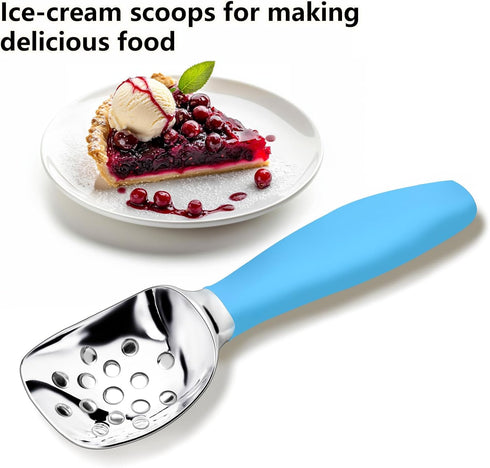 Gelato,Sorbet,Frozen Ice Cream Scoop,Ergonomic Non-Slip Handle for Easy Scooping & Serving,for Yogurt Blue