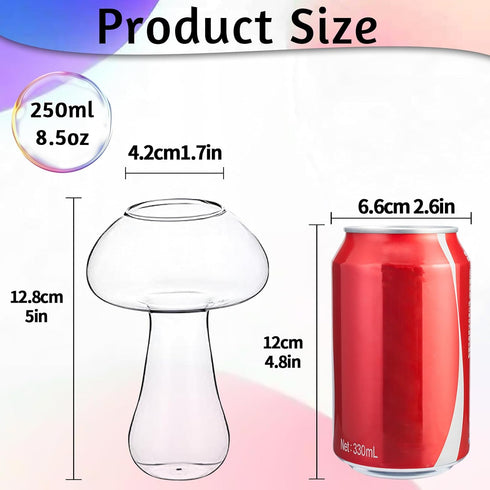 SuproBarware Wine Glasses, Creative Mushroom Shaped Cocktail Glass Cup Set of 2, 250ml/8.5oz