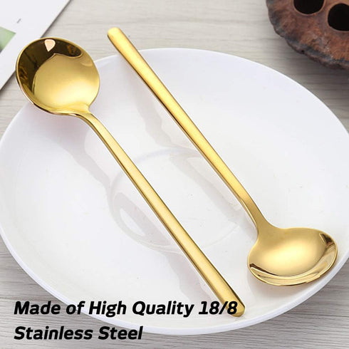 Gold Plated Stainless Steel Espresso Spoons, Pack of 6, lyfLux Mini Teaspoons Set for Coffee, Dessert, 5.3 Inch