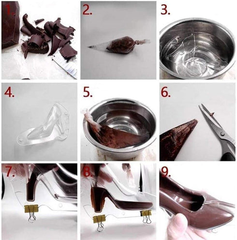HiParty Mini & Small 3D High Heel Shoe Chocolate Mold, Polycarbonate Stiletto Heels Candy Mold Set of 2
