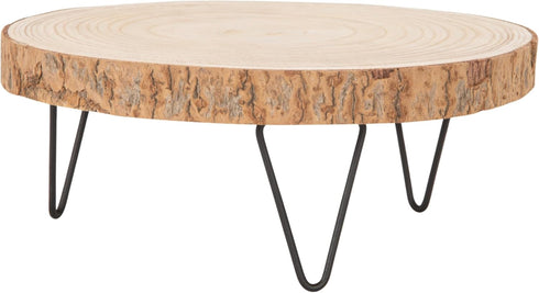 Creative Co-Op Large Paulownia Wood Pedestal with Metal Legs