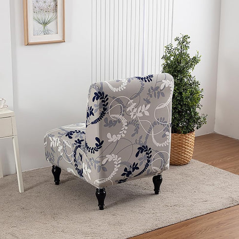 2PCS Armless Accent Chair Covers - Soft Printed Slipcovers for Slipper Chairs in Living and Dining Room