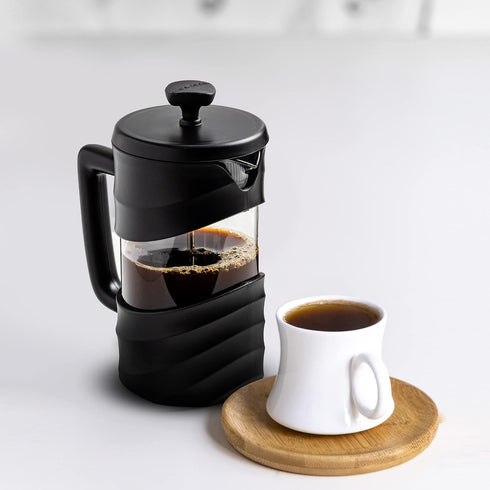 Ovente French Press Coffee Maker, 20 Ounce, Borosilicate Glass with 4 Filter Stainless-Steel System, BPA-Free