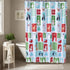 Christmas Holiday Cheer Fabric Shower Curtain - Winter Theme with Snowmen, Penguins, Polar Bears, Deer, 70x70 inch