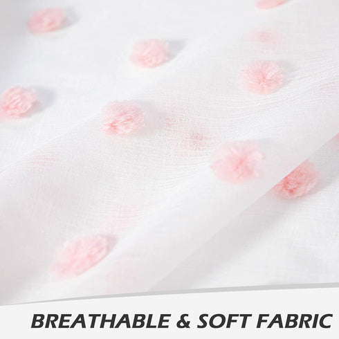 63 Inch 38" 63" 2 MYSKY HOME Pink Curtains for Girls Bedroom Nursery Pom Pom Curains for Girls Kids Room Long White