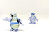 2 Penguins Tiny Figurines - Hand Blown Color Glass Art Animals Collectible Gift Home D cor (Blue Green)