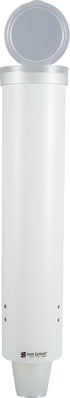 San Jamar Medium Cup Dispenser for 4-10 Oz. Cups, White Plastic, 16 Inches, Flip Cap for Restaurants