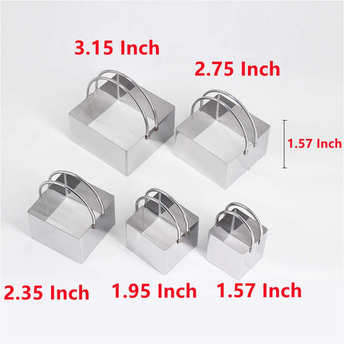Square Biscuit Cutter with Handle - 5 Pieces/Set Stainless Steel Nesting Cookie Cutters for Easy Storage