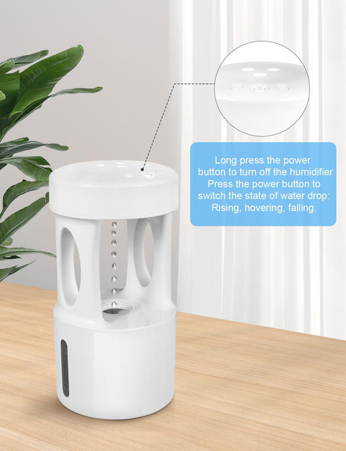 RooXchowla Anti Gravity Humidifier with Night Light, Drip Drop Humidifier for Bedroom/Baby Nursery/Bathroom/Living Room