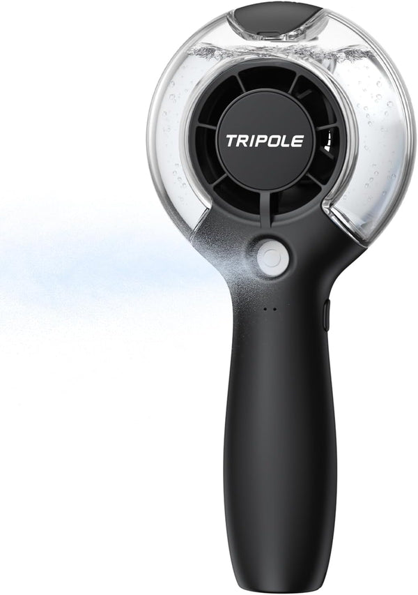 TriPole Portable Handheld Misting Fan, 4000mAh Rechargeable Personal Mister with 40ml Water Tank for Outdoor Travel