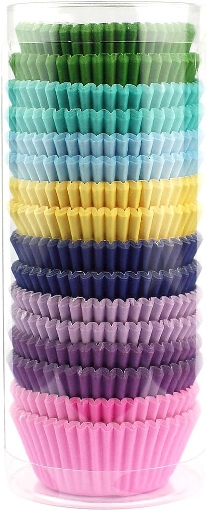 Mini Cupcake Liners, Rainbow Bright Muffin Wrappers, 400 Pack Paper Baking Cups
