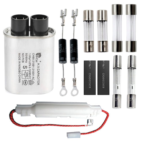 Home Microwave Oven Repair Parts Kits, HV Capacitor, Diode, Slow Blow Fuses for Replacement