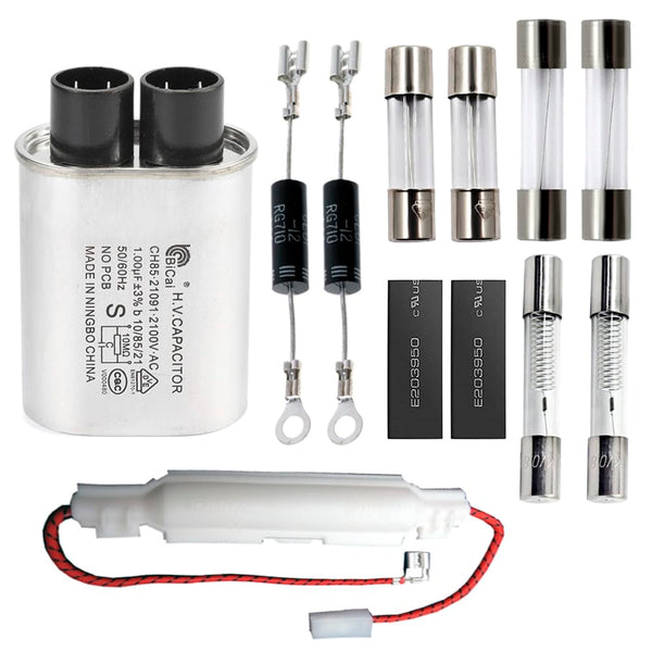Home Microwave Oven Repair Parts Kits, HV Capacitor, Diode, Slow Blow Fuses for Replacement