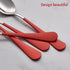 Red Dine Spoons Set, 12 Piece 7.3-Inch Red Handle Silverware Spoon, 18/0 Stainless Steel Flatware