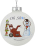 Tree Buddees Oh Sh*t Funny Snowblower vs Snowman Glass Bulb Ornament