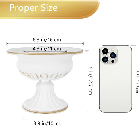 AZXTOSPEZ White Wedding Vases for Centerpieces, Small Flower Vase for Tables, Set of 2, 5 Inch Metal