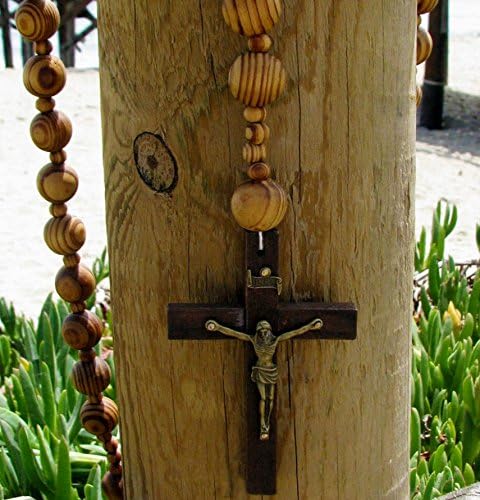 Super Jumbo Holy Mix Beads - Sanctified Rosary Natural Wood Chain Jesus Cross XL Large 42" Inches