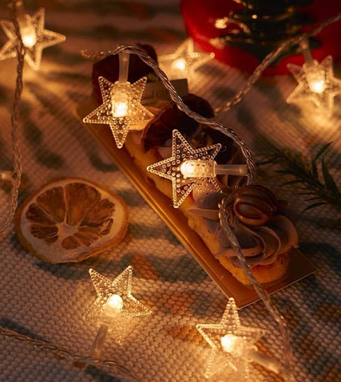 WFGGEH 10ft 20 Star String Lights, LED USB Powered Star Fairy String Lights Warm White for Birthday Party Wedding