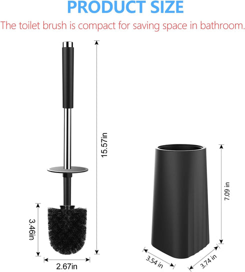 SetSail 3 Packs Toilet Brush, Compact Size Toilet Bowl Brush and Holder Toilet Brushes for Bathroom with Stainless